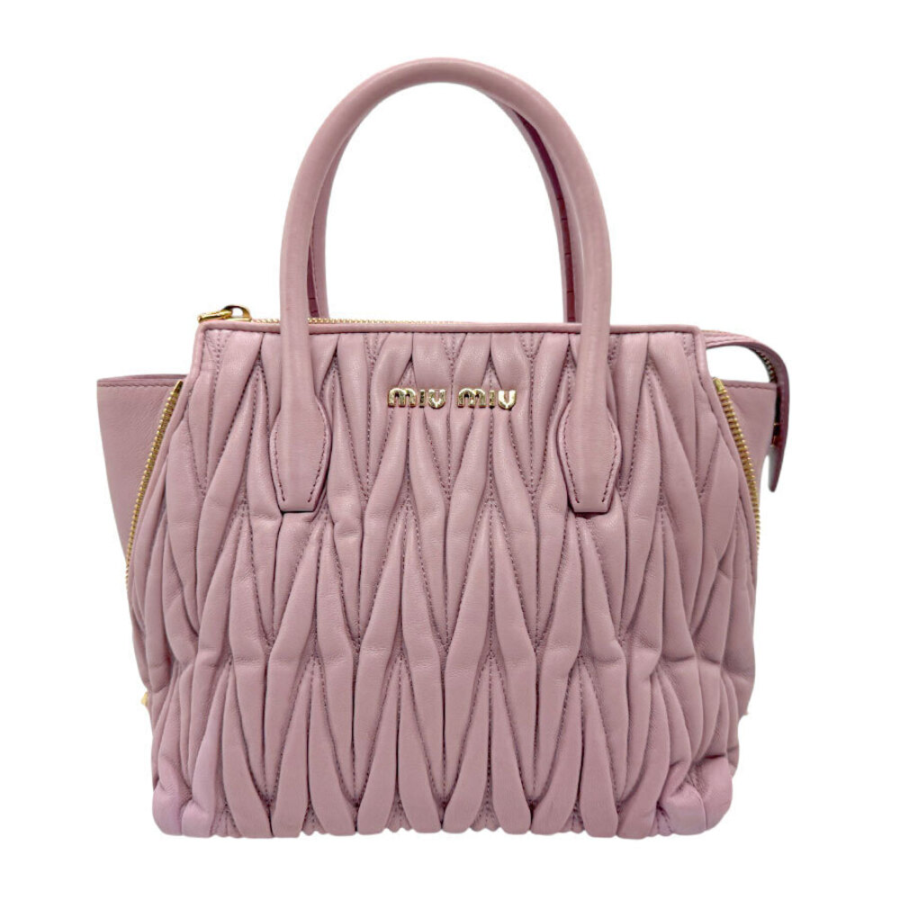 Miu MIu 2way Shoulder Bag Matelasse leather pink gold